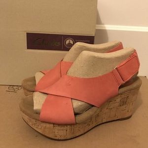 Clarks Wedge Sandal-Coral